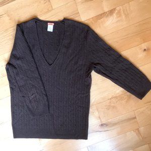 J Crew 100% cashmere, brown v-neck sweater